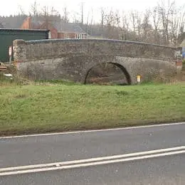 Canal blocked by main road below Welshpool