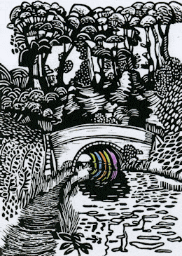 Newbold Tunnel linocut by Eric Gaskell
