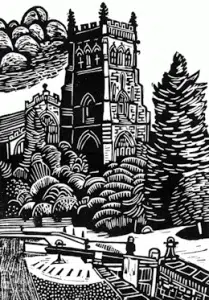 Kidderminster linocut by Eric Gaskell