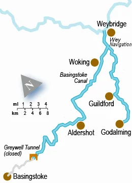 The Basingstoke Canal & Wey Navigation Map