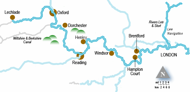 River Thames, Rivers Lea and River Stort Map