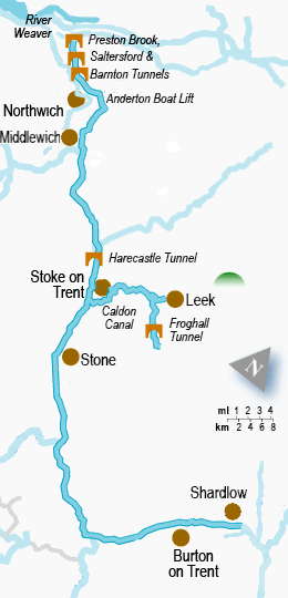 Trent & Mersey Canal Map and Caldon Canal Map