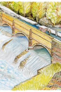 Aqueduct arches over Twrch at Ystalyfera on the Swansea Canal A4 signed limited print